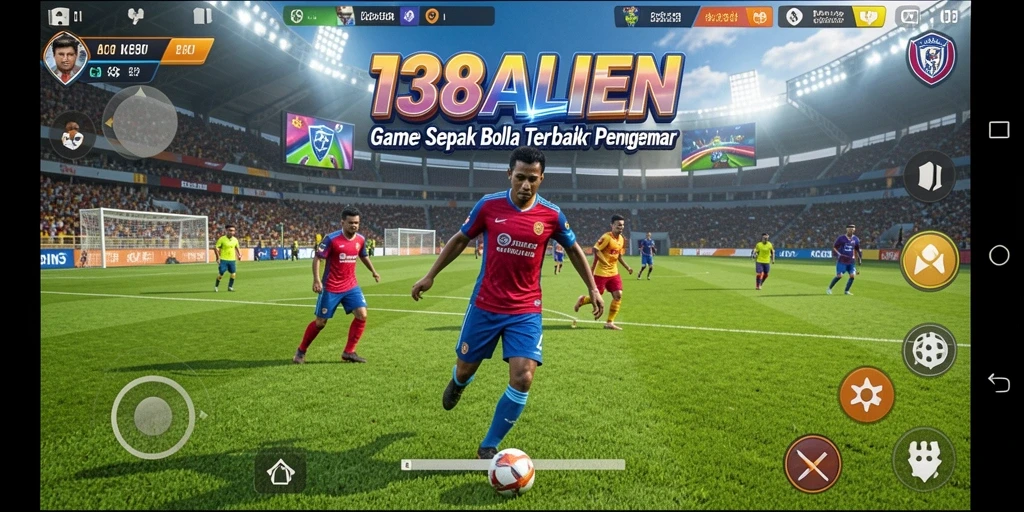 Screenshot memperlihatkan momen seru gameplay sepak bola.