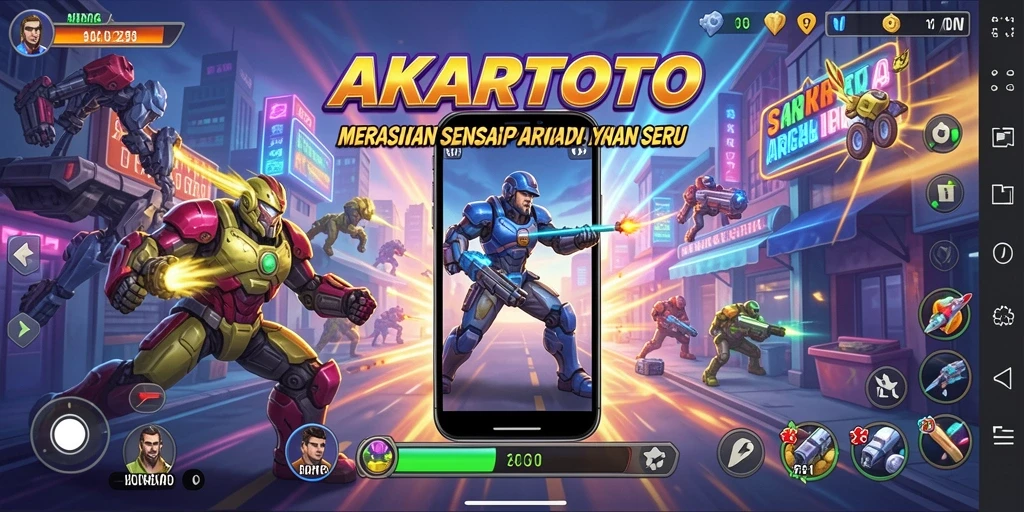 Screenshot utama AKARTOTO menampilkan gameplay yang menarik dan dinamis.