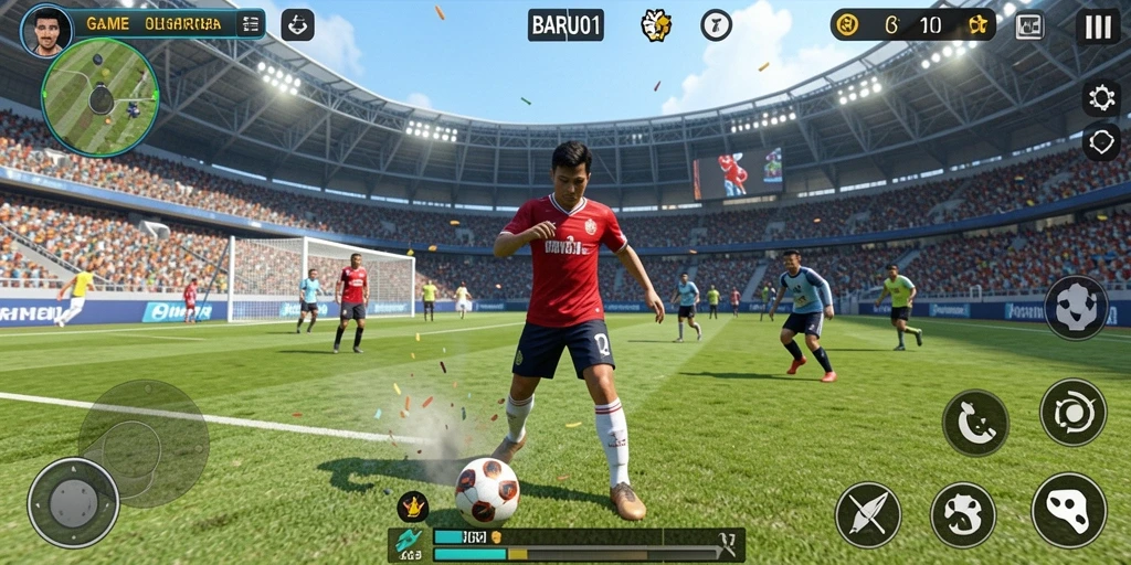 Tampilan gameplay BARU01 yang menarik dengan aksi olahraga yang mendebarkan.