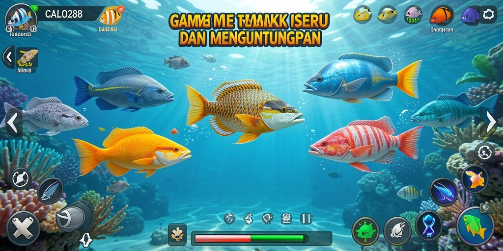 Screenshot gameplay CALO288 menunjukkan aksi menembak ikan yang mengasyikkan.