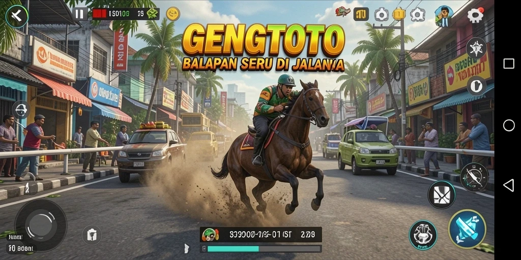Gameplay GENGTOTO yang seru dan mendebarkan saat balapan.
