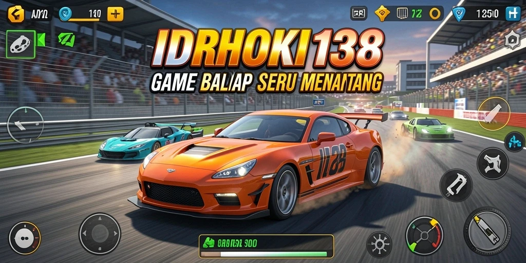 Tampilan gameplay yang mendebarkan di balapan mobil IDRHOKI138.