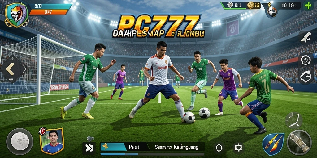 Screenshot utama PC777 menampilkan aksi seru dalam pertandingan olahraga.