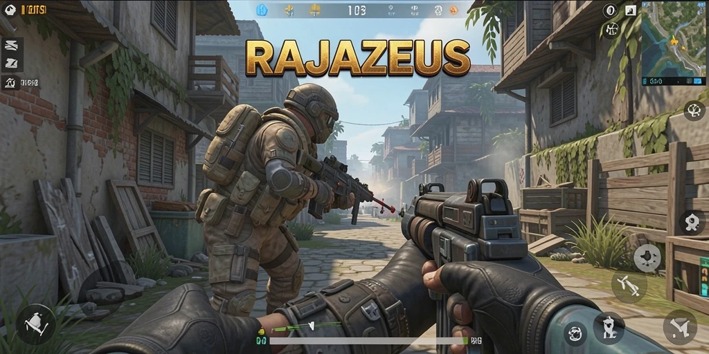 Tampilan gameplay RAJAZEUS yang intens dan menegangkan.