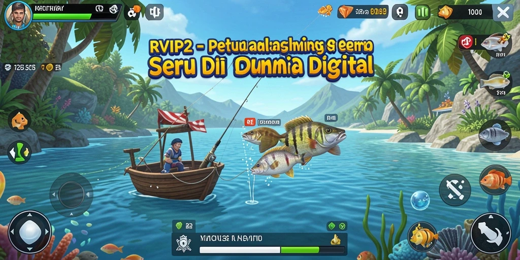 Gameplay RVIP2 yang menampilkan aksi memancing yang seru.