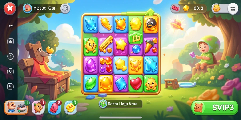 Tampilan gameplay menarik dari SVIP3 dengan aksi Match-3 yang seru.