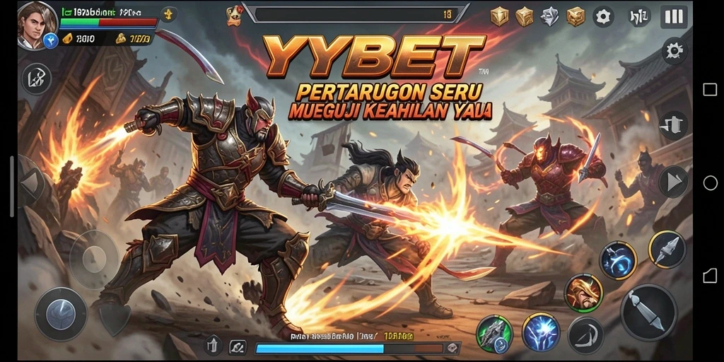 Tangkapan layar utama YYBET menampilkan pertarungan seru antara karakter yang berbeda.